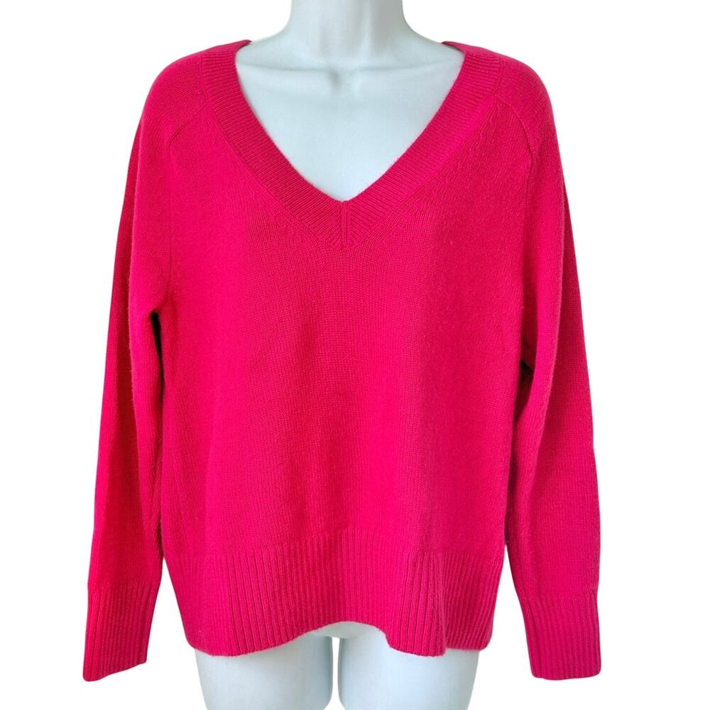 Banana Republic Dark Pink Fuchsia Acrylic Nylon V-Neck Pullover Sweater Size S